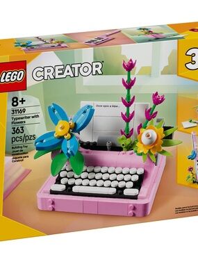 Lego Creator Typewriter with Flowers